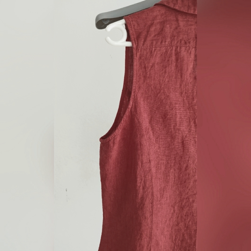 Mango linen sleeveless button front blouse - Picture 5 of 10